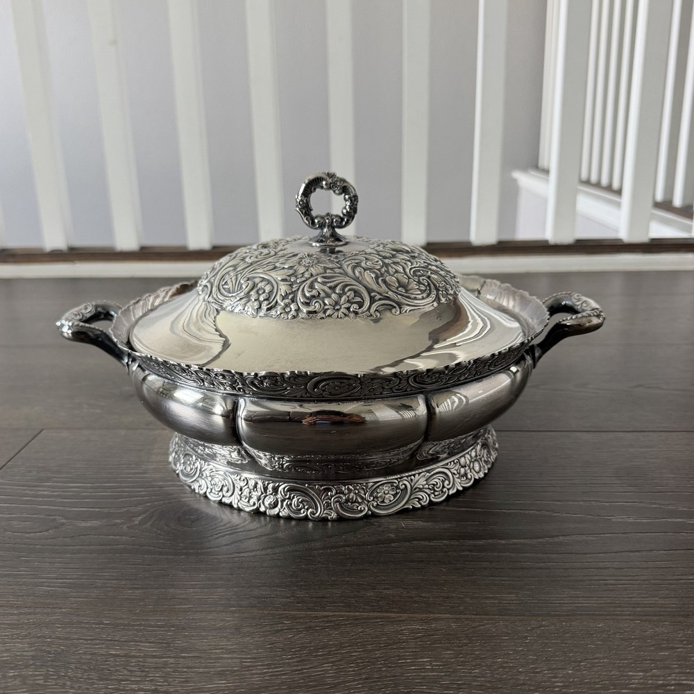 Antique E.G. Webster & Son Quadruple Silverplated Covered Serving Dish Victorian